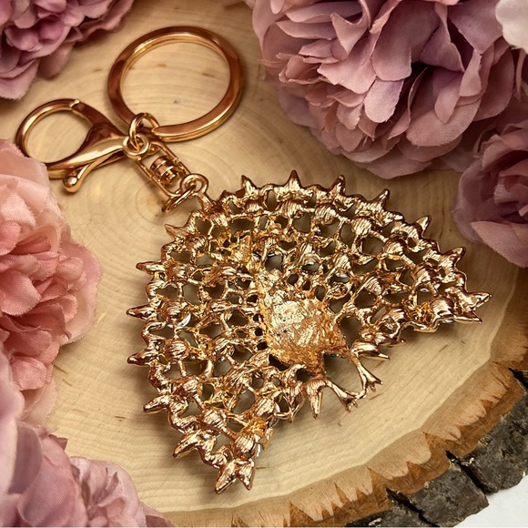 Beautiful Pink Crystal Peacock Keychain Charm - Picture 12 of 14